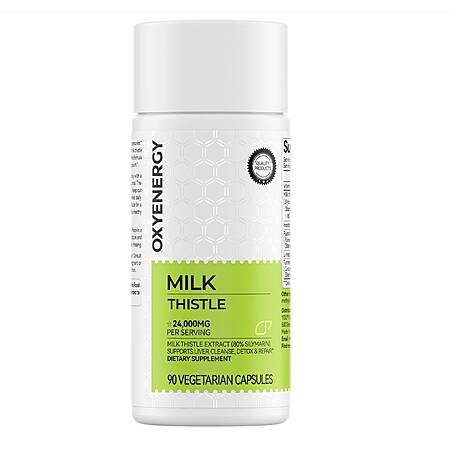 Prime: OxyEnergy Milk Thistle Liver Support Supplement 90 Vegetarian Capsules with 80% Silymarin $19.56 + Free Shipping
