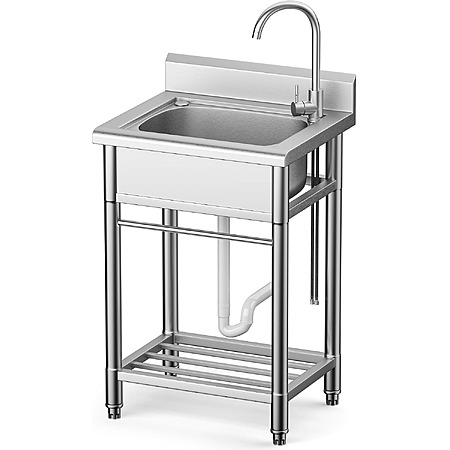 Worcest 22 Inch Stainless Steel Utility Sink Freestanding Single Bowl Garage Sink $159.99 + Free Shipping