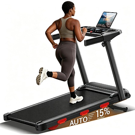 CURSOR FITNESS 15% Auto Incline Treadmill for Home, 300LBS Capacity ...