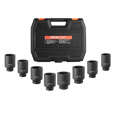 VEVOR 8-Piece 1/2" Drive Axle Nut Impact Socket Set
