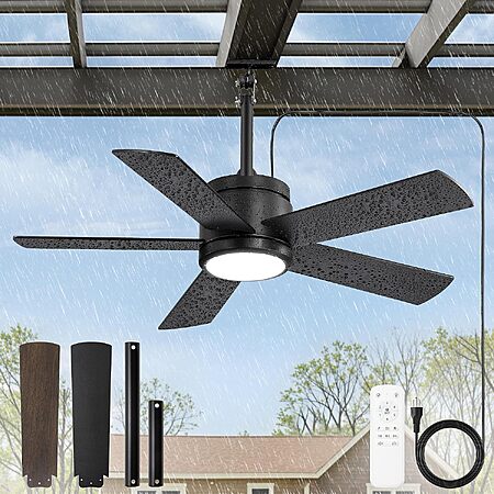 Fanbulous 42" Outdoor Ceiling Fan with Light black