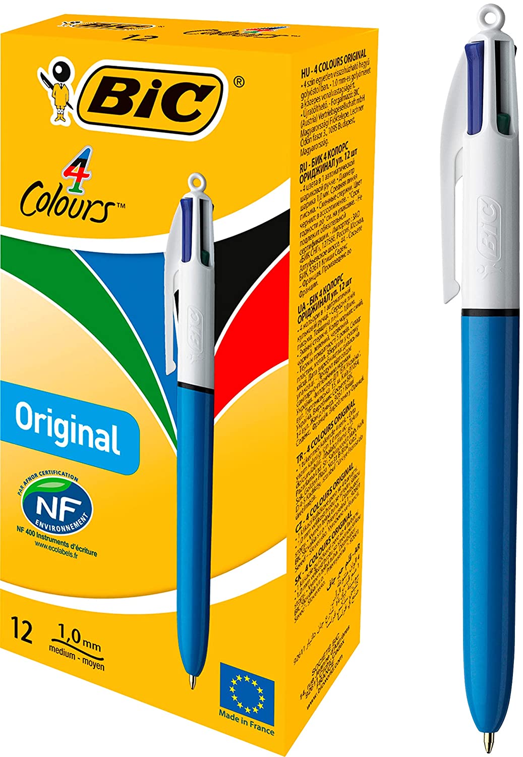 12 count BIC 4-Color Ballpoint Pen, Medium Point (1.0mm), Assorted Inks - $10.04