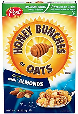 Post Honey Bunches of Oats with Crispy Almonds, Whole Grain, Low Fat Breakfast Cereal 18 oz. Box $2.50