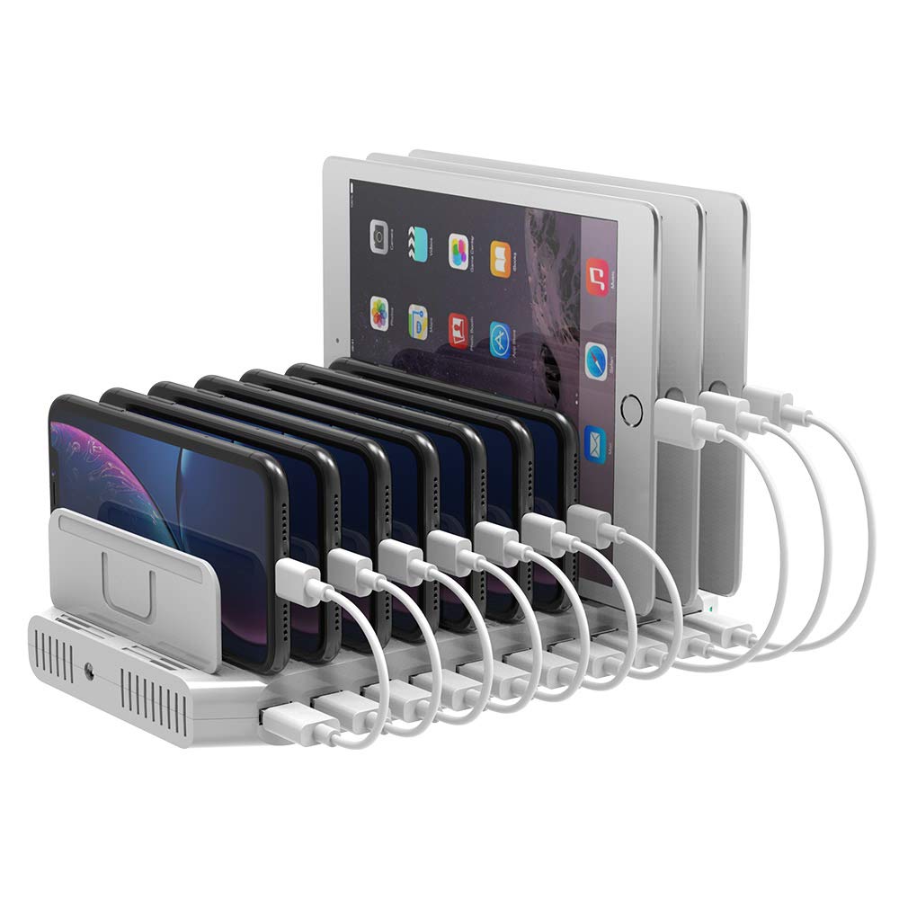 Charging Station for Multiple Devices, USB Charging Dock with Adjustable Dividers, QC 3.0 and SmartIC, iPhone, iPad, Tablet Organizer Stand $25.99 @ Amazon