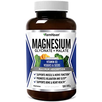 FarmHaven Magnesium, Glycinate + Malate w/ Vitamin D3 for Sleep, Muscle & Leg Cramps etc. $17.49 @ Amazon