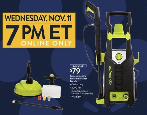 Walmart Black Friday: Sun Joe SPX2598P-MAX 2000 PSI 1.6 GPM 13-Amp Electric High Pressure Washer for $79.00