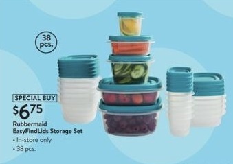 Walmart Black Friday: Rubbermaid Easy Find Vented Lids Food Storage Containers, 38-Piece Set for $6.75