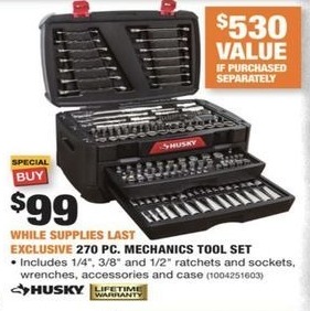 Home Depot Black Friday: Husky 270-pc Mechanics Tool Set for $99.00