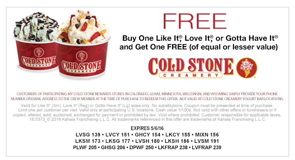Cold stone creamery bogo coupon