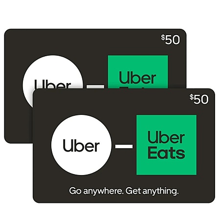 Costco Members: 2-Pack $50 Uber/Uber Eats eGift Card (Email Delivery ...
