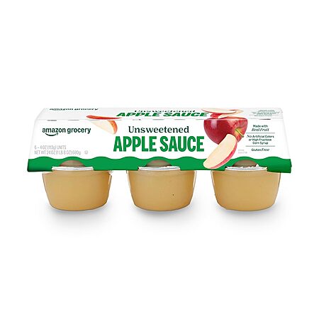Select Areas: 6-Pk 4-Oz Amazon Grocery Unsweetened Apple Sauce $1.25 