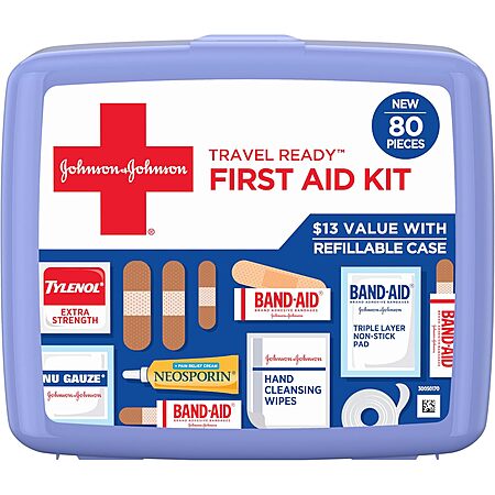 80-Pc BAND-AID Brand Travel Ready Portable Emergency First Aid Kit $5.35 w/ S&S