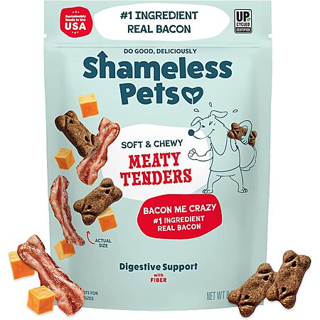 8-Oz Shameless Pets Soft & Chewy Dog Treats (Bacon) $2.80 w/ S&S
