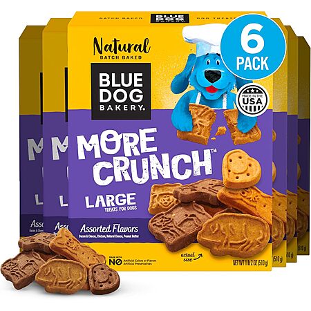 6-Pack 18-Oz.Blue Dog Bakery More Crunch Large Dog Treats (Assorted Flavors) $7.95 w/ S&S