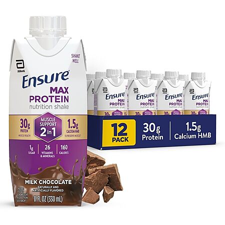 12-pk 11-oz Ensure Max Protein Shake (Milk Chocolate) $17.20 w/ S&S