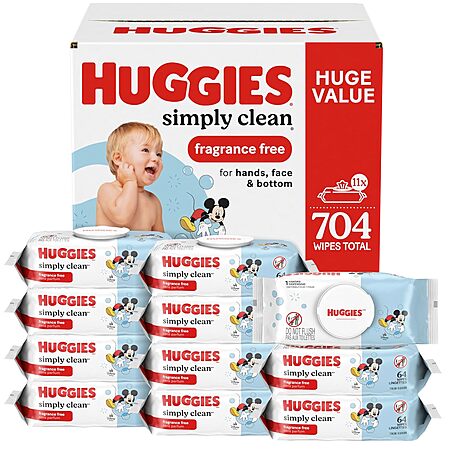 Select Accounts: 11-Pk 64-Ct Huggies Simply Clean Unscented Baby Diaper Wipes $12.70 w/ S&S