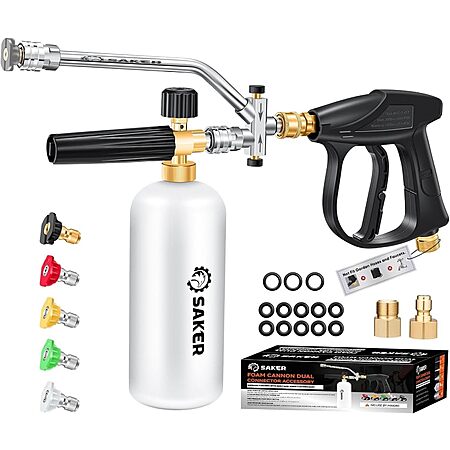 Prime: Saker Foam Cannon Dual-Function Pressure Washer Kit w/ Spray Gun $29.50 + Free S&H