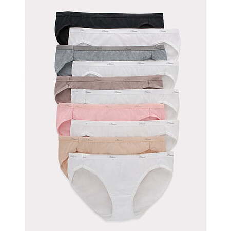 10-Pk Hanes Women's Tagless Cotton Underwear (Bikini, Briefs, High Cut)