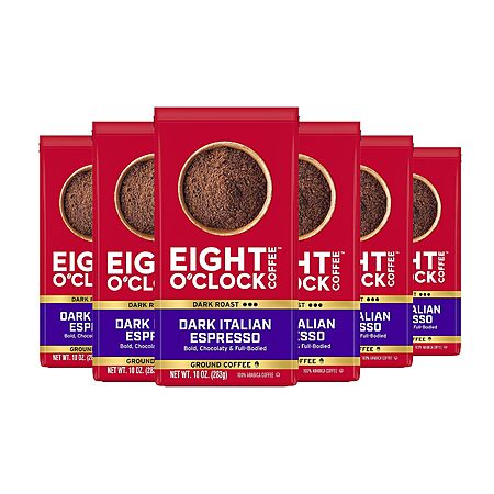 6-Pk. 10-Oz. Eight O'Clock Dark Roast Ground Coffee (Dark Italian Espresso) $25.80 w/ S&S