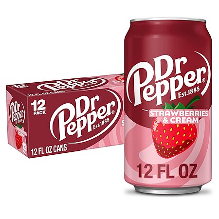 12-Pk 12-Oz Dr Pepper Strawberries & Cream Soda Pop Beverage 3 for $13.75 w/ S&S