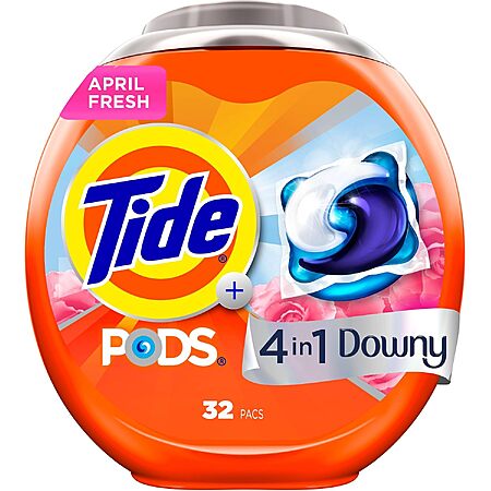 32-Ct. Tide PODS 4-in-1 Laundry Detergent Pacs (Downy April Fresh) 4 for $32.15 w/ S&S + Free S/H