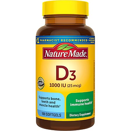 100-Ct. Nature Made Vitamin D3 1,000 IU Liquid Softgels $2.90 w/ S&S