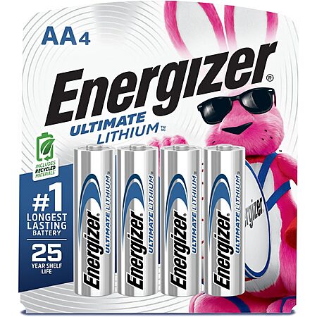 4-Ct Energizer Ultimate Lithium AA Batteries $6.90 w/ S&S