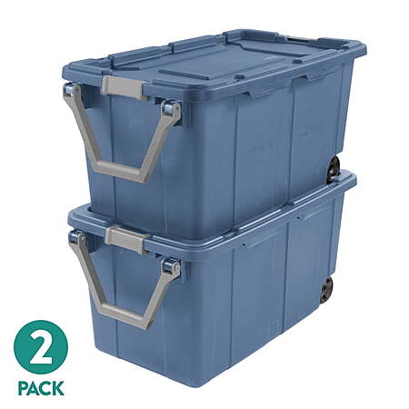 2-Pk. Sterilite 40 Gal XL Wheeled Plastic Storage Bin w/ Latch Lid & Handle $35 + Free S/H
