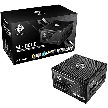 ASRock Steel Legend SL-1000G 1000W 80 PLUS GOLD & Cybenetics PLATINUM Full Modular Power Supply, ATX3.1 & PCIe5.1 Ready with Dual Color 12V-2x6 Cable, 10 Years Warranty - $102.99
