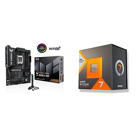 AMD Ryzen 7 7700X3D Processor, ASUS TUF GAMING B650E-E PCIe 5.0 WIFI 6E ATX Motherboard, Cooler Master Elite Liquid 240mm Cooler