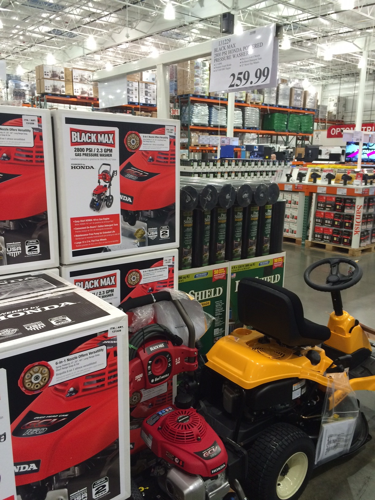 Costco Black Max 2800psi 2.3gpm Honda Motor Pressure Washer $259.99