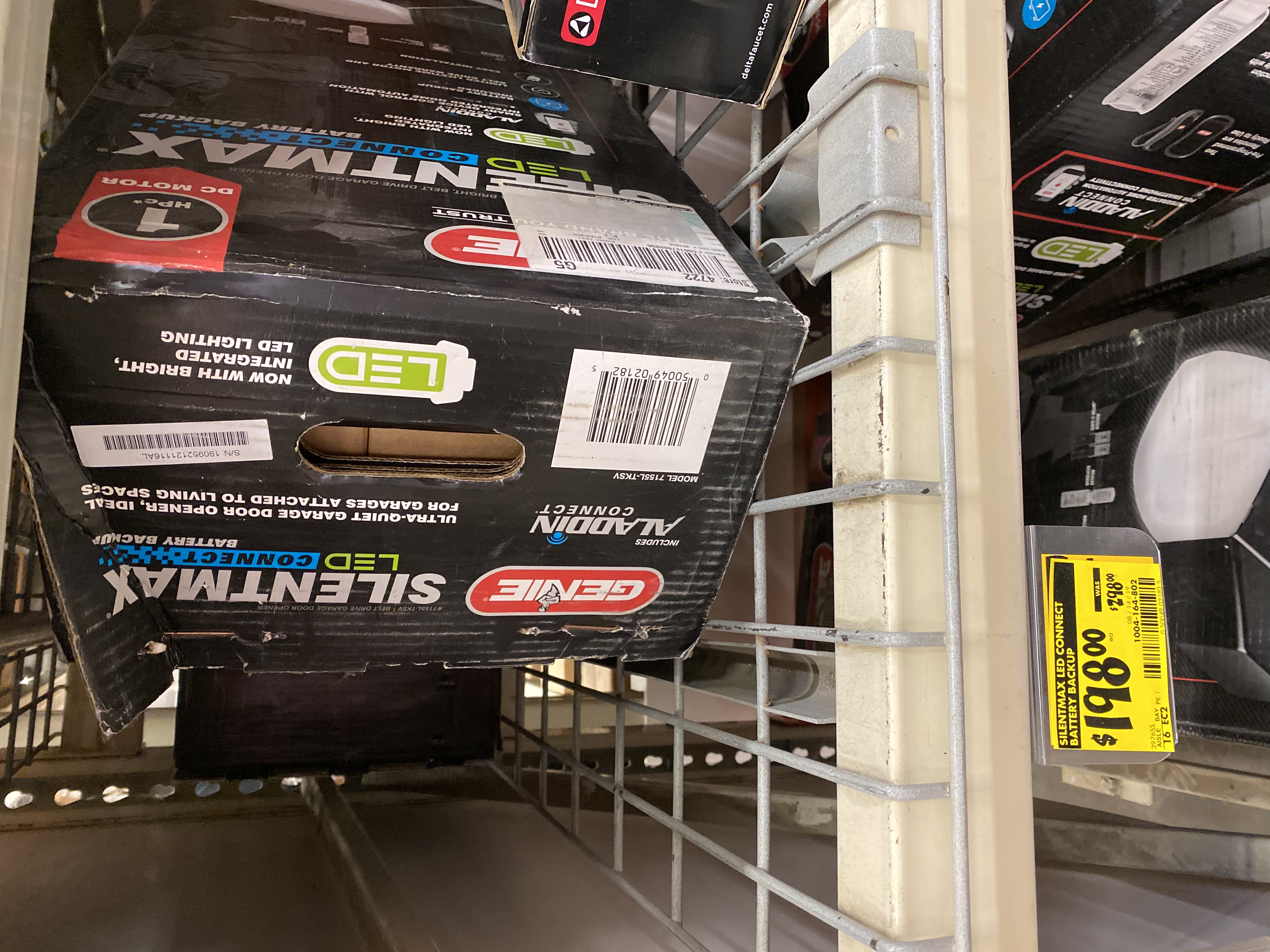 Genie SilentMax 1HPc Ultra-Quiet Belt Drive Smart Garage Door Opener w/ LED, Battery Backup (YMMV) $198