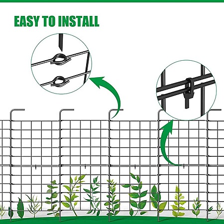 12 in. Outdoor Metal Rust Proof Landscape Fencing 8-Panels Garden Fence ...
