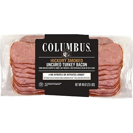 Costco Columbus Uncured Turkey Bacon, Hickory Smoked, Sliced, 2.5 lbs YMMV