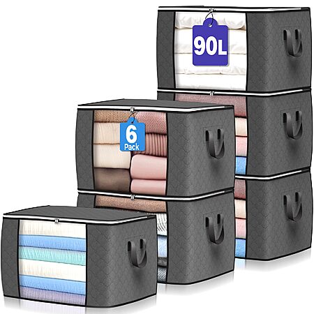 6 Pack 90L Large Storage Bags $17.99 @Amazon