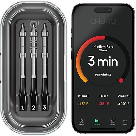 3-Probe CHEF iQ Sense Smart Wireless Meat Thermometer w/ Ultra-Thin Probe for Remote Monitoring of BBQ Grill, Oven $99 + Free Shipping