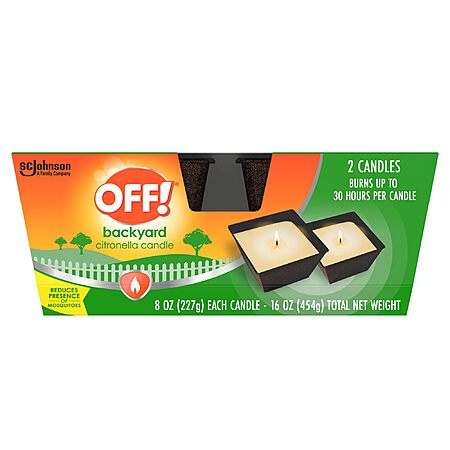 2-Pack 8-Oz OFF! Backyard Citronella Scented Candle, Ambiance Enhancing Centerpiece $5.98 ($3 Ea) w/ S&S + Free Shipping w/ Prime or on $35+