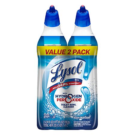 2-Pack 24-Oz Lysol Toilet Bowl Cleaner Gel with Hydrogen Peroxide (Ocean Fresh) $3.70 