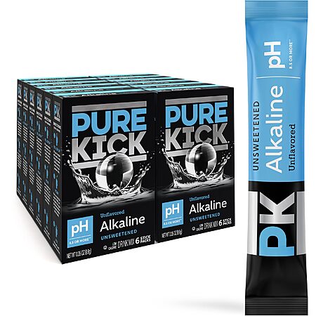 72-Count Pure Kick Alkaline Singles to Go! Powdered Drink Mix (Unsweetened & Unflavored) $11.24 (16c Ea) w/ S&S + Free Shipping w/ Prime or on $35+ (0 replies)
