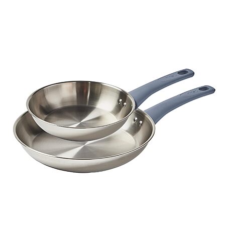 2-Pc 8" & 10.5" T-fal Essentials Stainless Steel Fry Pan Set