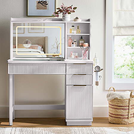 Better Homes & Gardens Lillian Vanity Desk w/ LED Lighted Mirror (White) $144.81 + Free Shipping