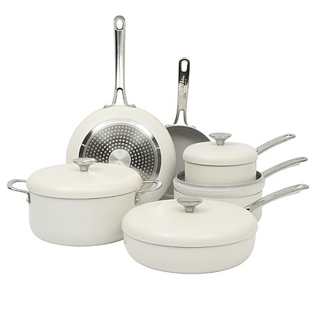 10-Piece Sur La Table Kitchen Essentials Ceramic Nonstick Forged Aluminum Cookware Set (Linen White) $59.20 + Free Shipping