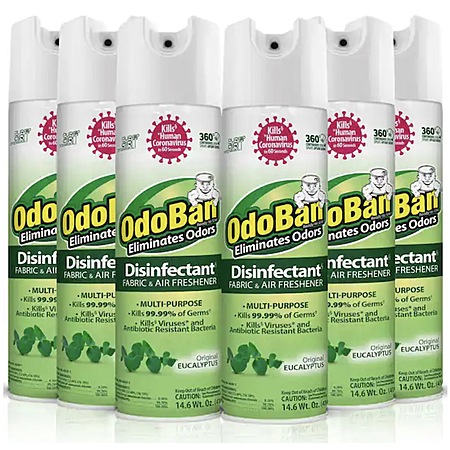 6-Pack 14.6-Oz OdoBan Multi-Purpose Disinfectant & Fabric Freshener Spray (Eucalyptus or Lavender) $21.82 ($3.64 Ea) + Free Shipping