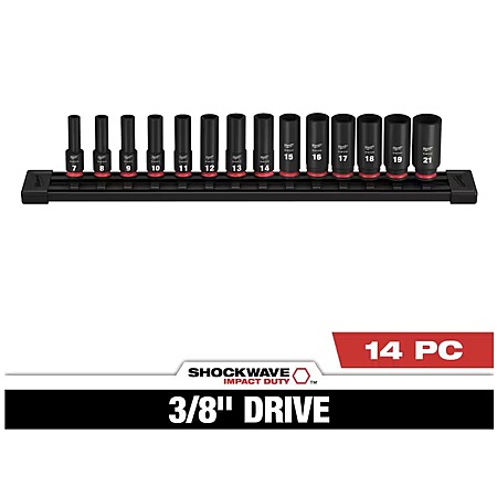 Milwaukee SHOCKWAVE 14-Piece 3/8" Drive Metric Deep Well 6-Point Impact Socket Set $49.97 + Free Shipping