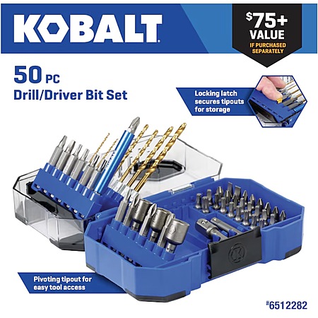 Kobalt 50-Piece Titanium HSS Twist Drill Bit Set (89389) $19.98 + Free Shipping