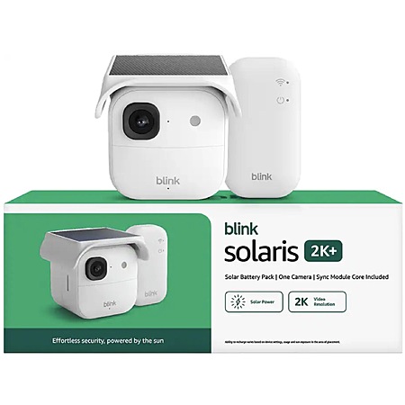 Blink Solaris 2K+ Solar-Powered Wireless Smart Security Camera w/ Sync Module (Black or White) $47.99 + Free Shipping
