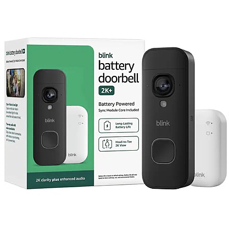 Blink Battery Doorbell 2K+ Wireless Video Doorbell w/ Sync Module Core (Black or White) $35.99 + Free Shipping