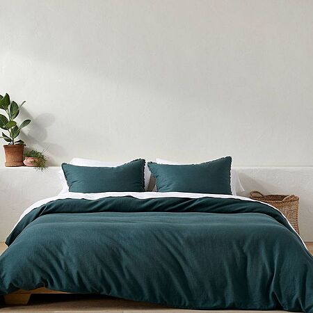 Casaluna Full/Queen Heavyweight Linen Blend Duvet Cover & Sham Set (Dark Teal Blue) $59.99 + Free Shipping
