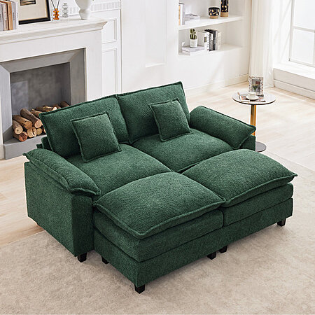 68" Ebern Designs Chenille Fabric Loveseat Sofa (Green)