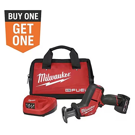 Milwaukee M12 FUEL 12V Brushless Cordless HACKZALL Reciprocating Saw Kit w/ 4.0Ah Battery, Charger & Tool Bag + Bonus 5Ah Battery